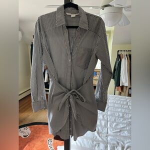 Veronica Beard wrap Black and White Striped Shirt Dress